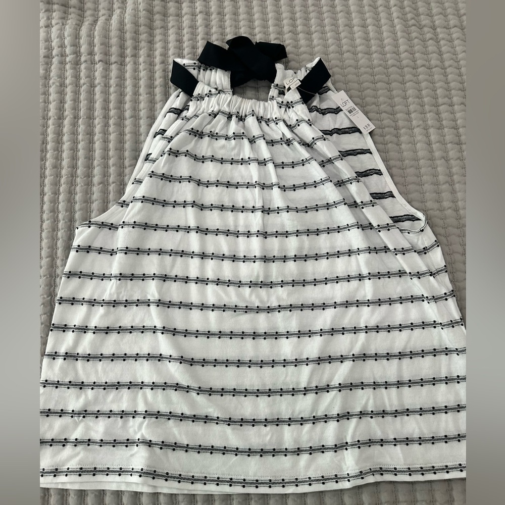 Loft New with Tags! Black and White Tie Top